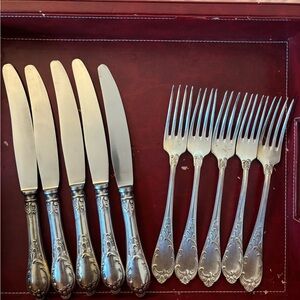 Vintage Russian Melchior Silver Plated Cutlery Set, 5 piece